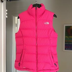 North Face Hot Pink Puffy Goose Down Vest size small